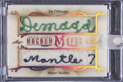2018-19 Leaf "Pearl Magnum Opus" Joe DiMaggio/Mickey Mantle Dual Game Used Relic Trading Card ("1/1")